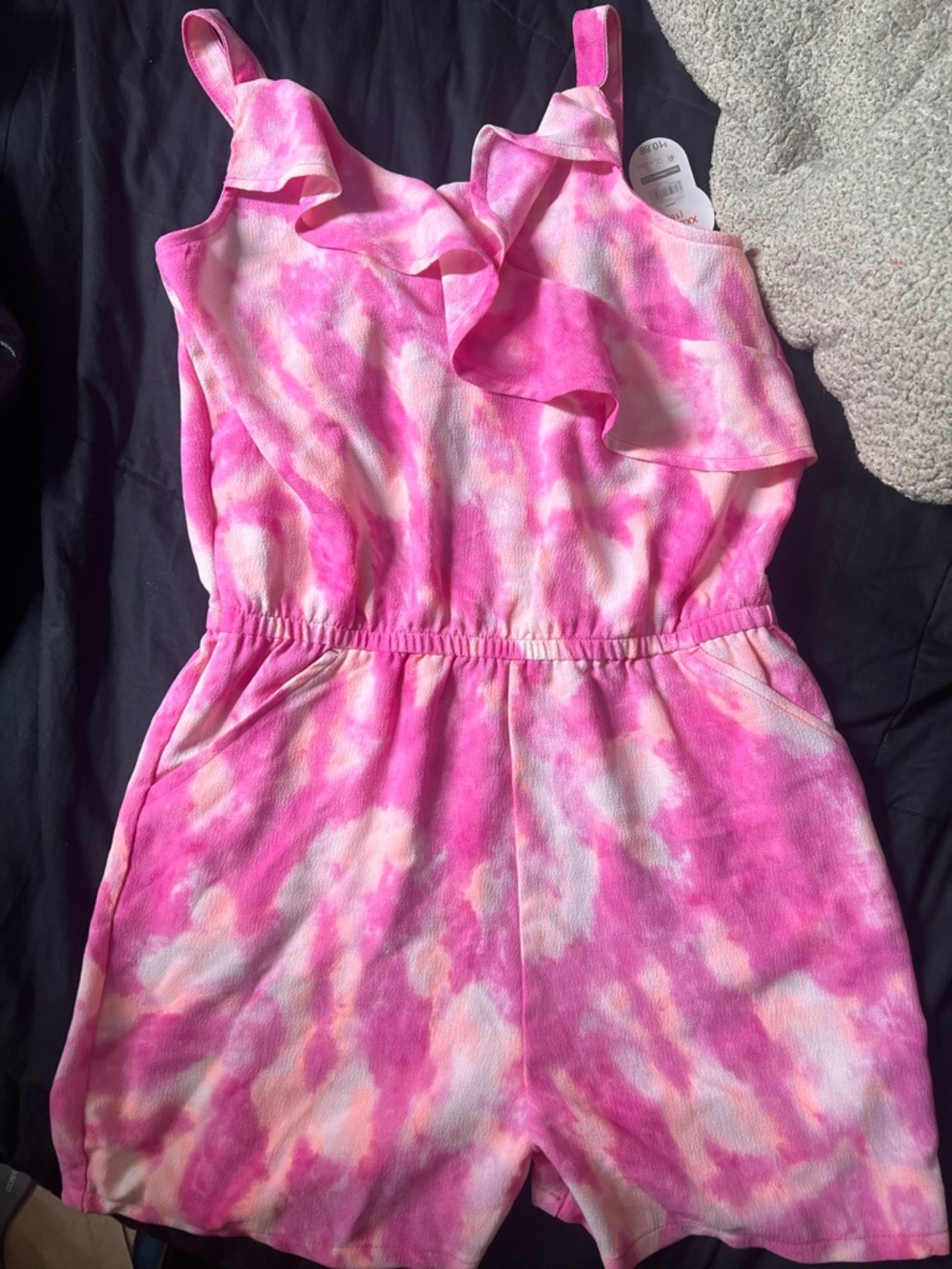 wonder nation Pink Tie-Dye Ruffle Romper